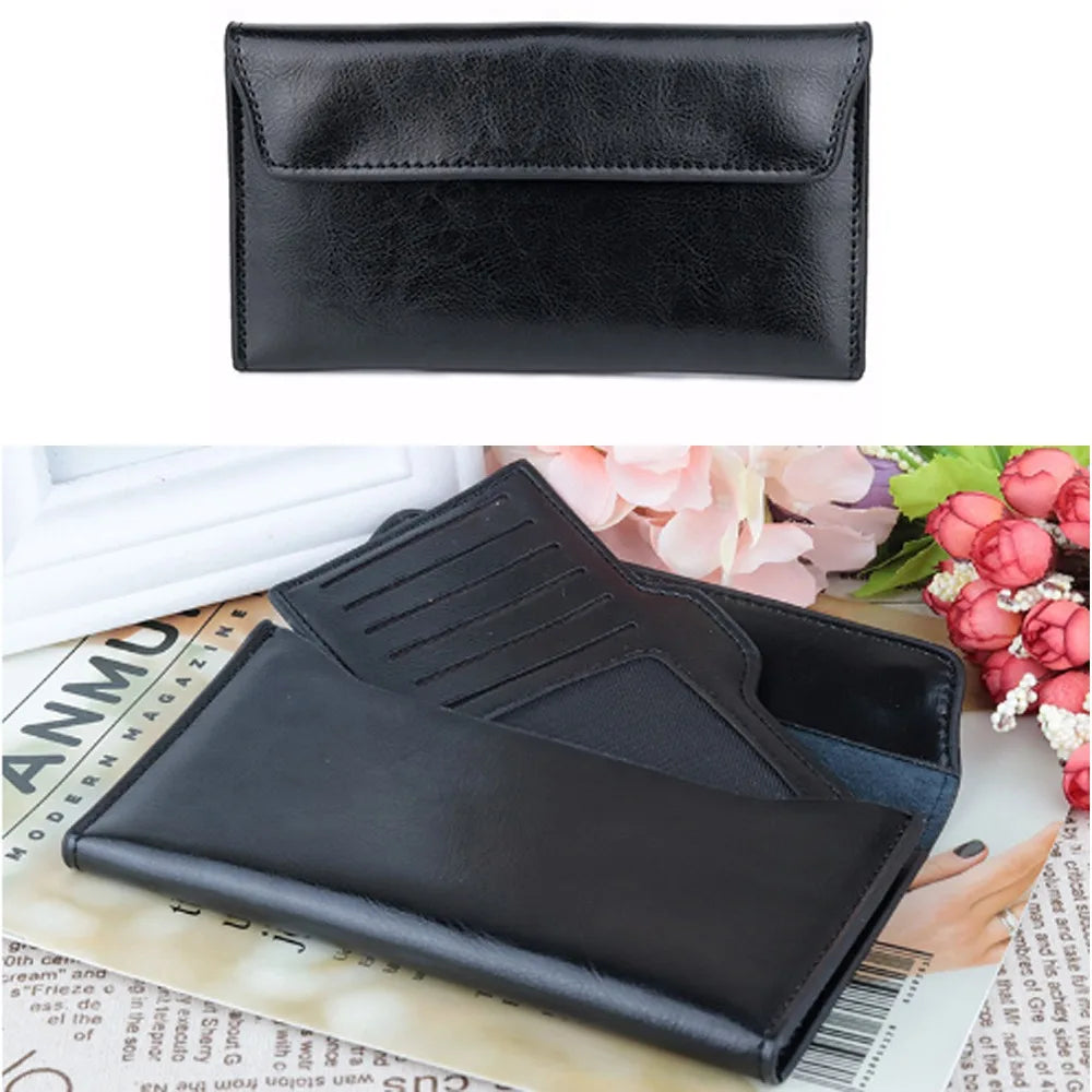 Genuine Leather Women's Long Wallet – Slim Clutch Purse Leather Wallet Clutch HIP