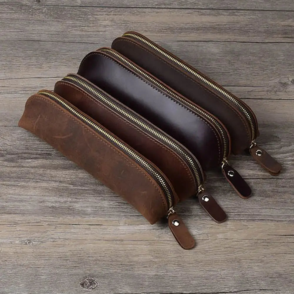 Retro Genuine Leather Pencil Case | Pen & Glasses Pouch Leather Pencil Case HIP