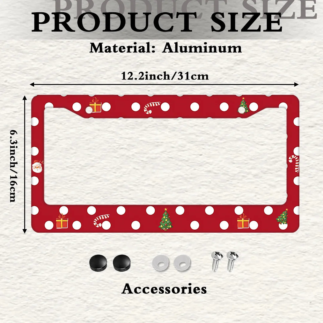 Christmas Polka Dot Aluminum License Plate Frame 6.3×12.2" License Plate Frame HIP