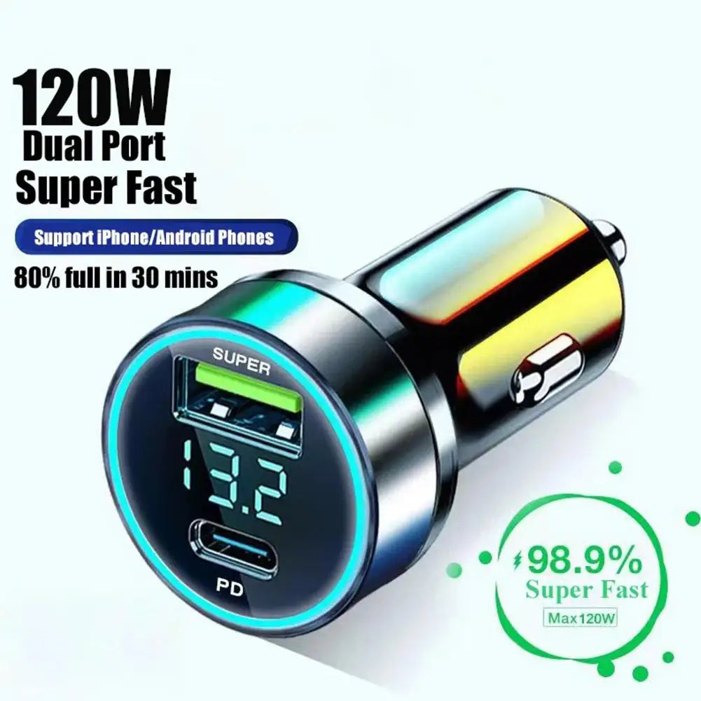 PD 20W Car Charger Super Fast Charge Adapter Type C USB 120W Portable For IPhone 14 Pro Max 13 12 11 IPad Airpods OnePlus HIP