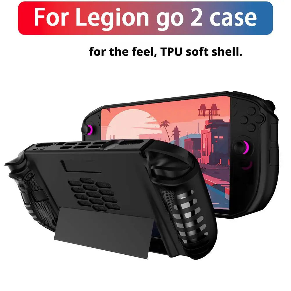 For Legion Go 2 TPU Soft Protective Case Anti-Scratch Handle Game Console Protective Cover With Kickstand Ergonomic Grip HIP