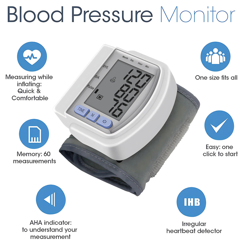 Fireurus LED Wrist Blood Pressure & Heart Rate Monitor Wrist BP Monitor HIP