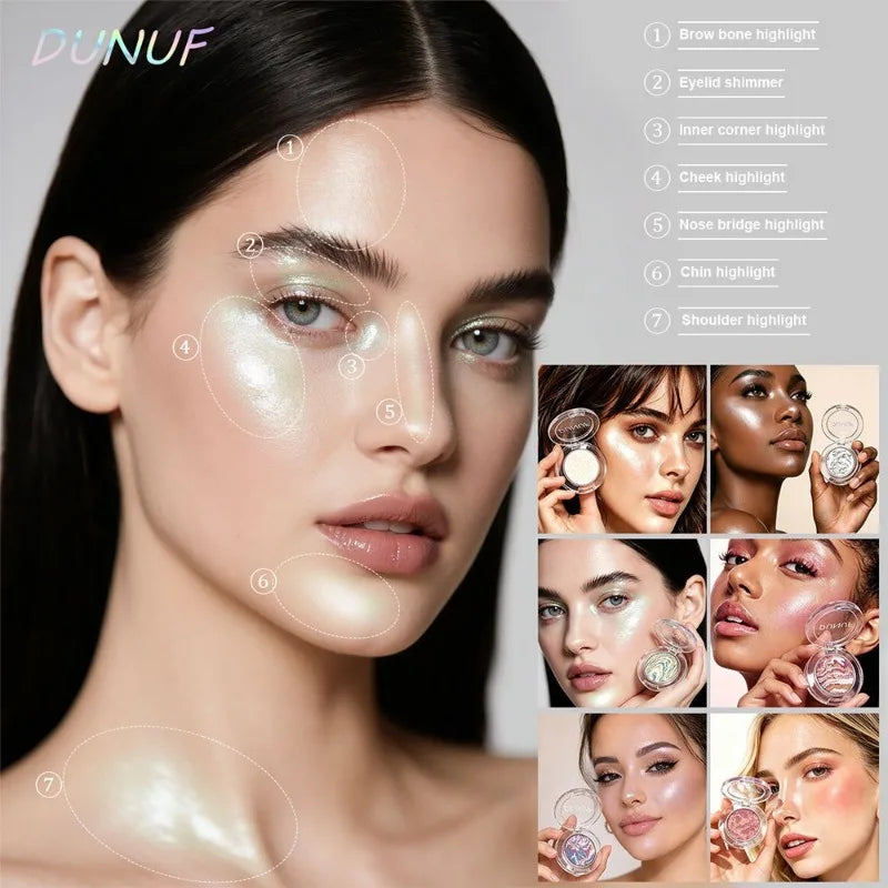 Monochrome Marble Pattern Highlighter Powder Shimmer Glitter Pigment Long Lasting Brightening Contour Blush Eyeshadow Cosmetic HIP