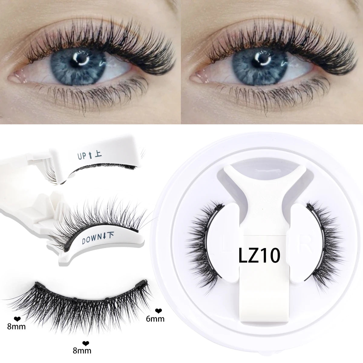 Hot Magnetic Eyelashes Set 1 Pair Reusable No Glue Needed False Eyelashes with Magnetic Tweezers Curly Faux Lashes Makeup Tool HIP 1Pair LZ10
