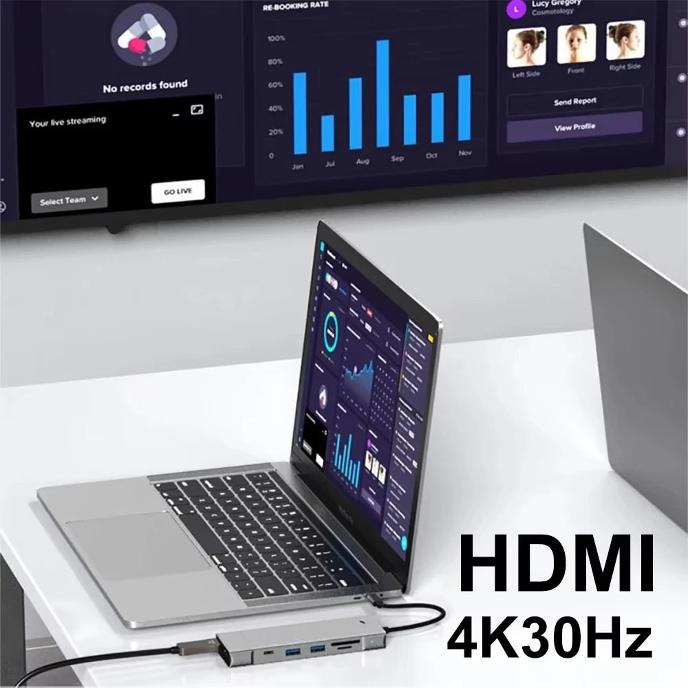 8-in-1 USB-C Hub & M.2 NVMe/SATA SSD Docking Station USB-C Docking Station HIP