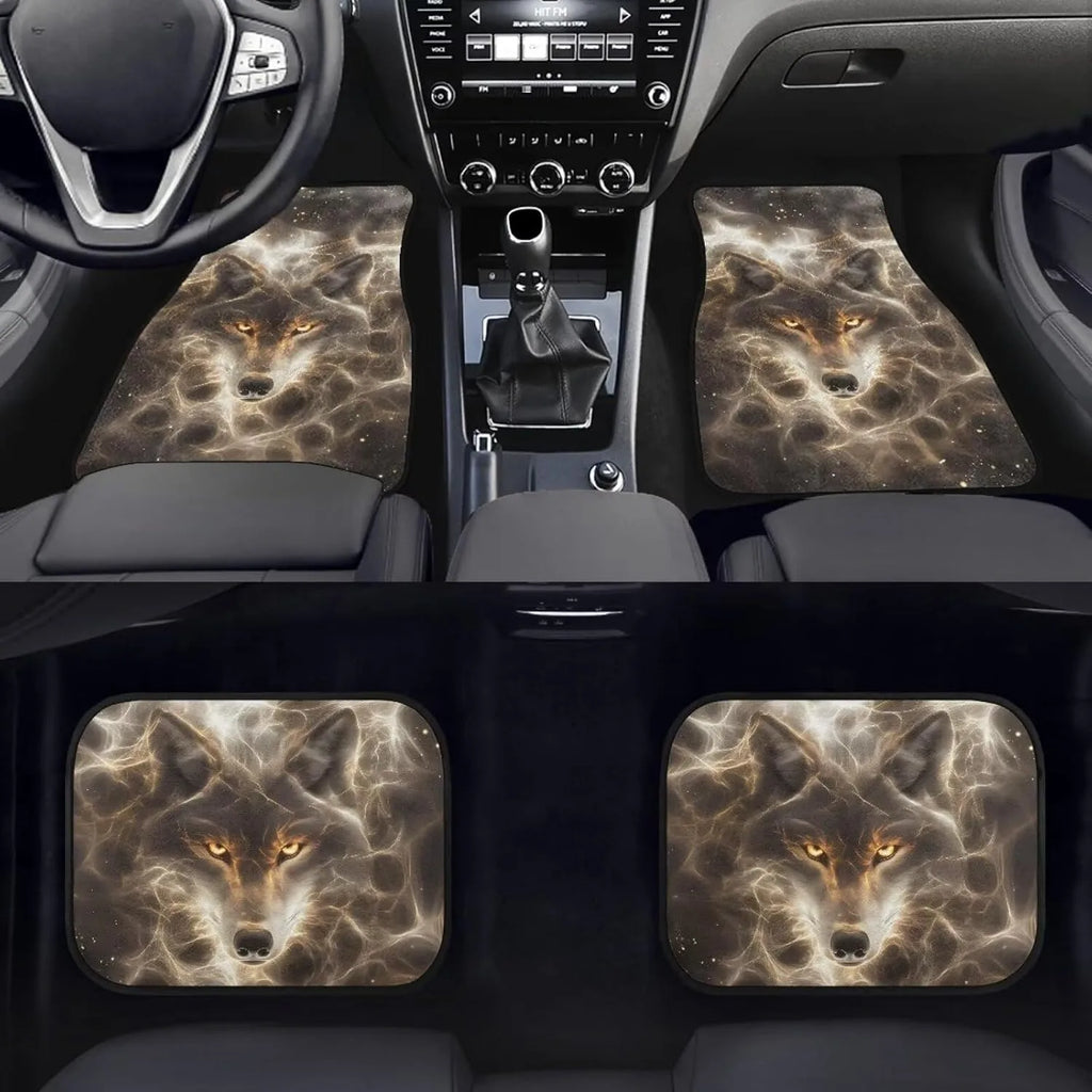 Wolf Print Heavy Duty Rubber Car Mats – 4-Piece All Weather Car Floor Mats HIP