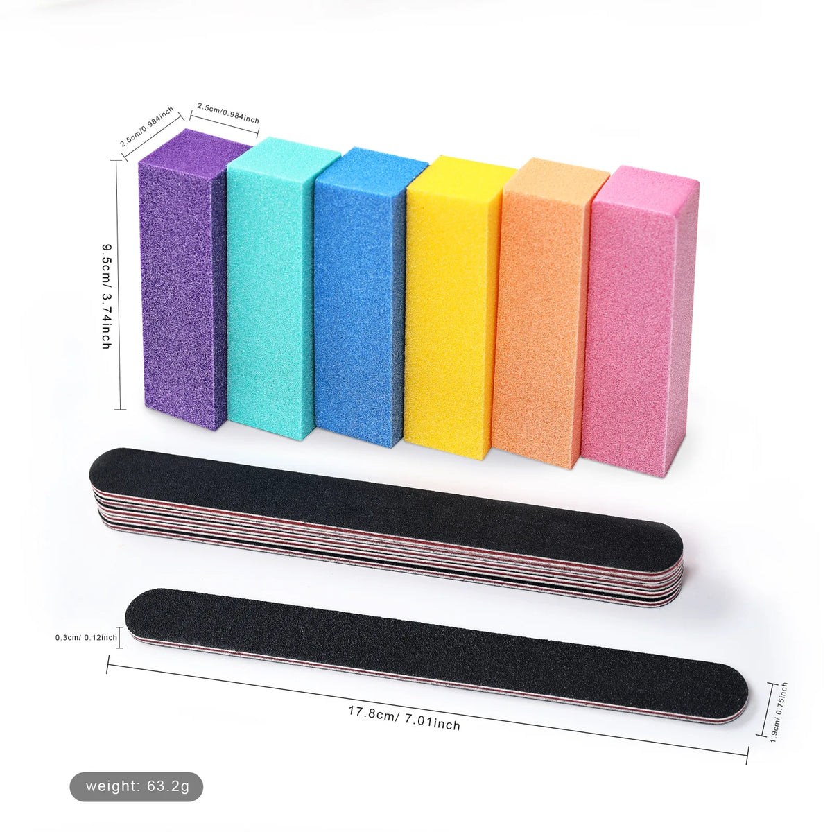 12Pcs Professional 4 Sides Sponge Colorful Sanding Buffing Nail Buffers Nails File Professional Nail Buffer Sandpaper Strong HIP