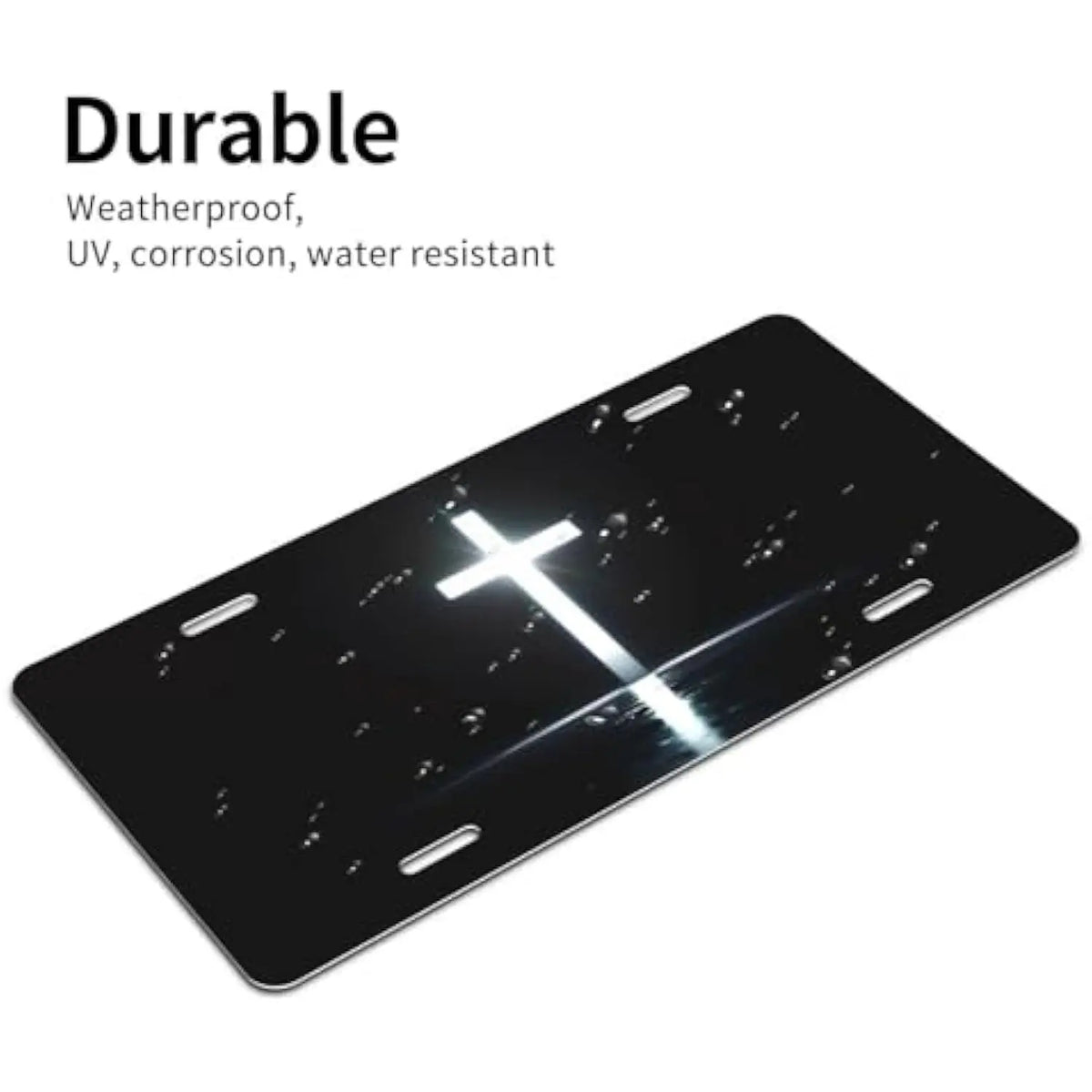 Christian Cross Aluminum License Plate – Glowing Faith Car Decor Decorative License Plate HIP