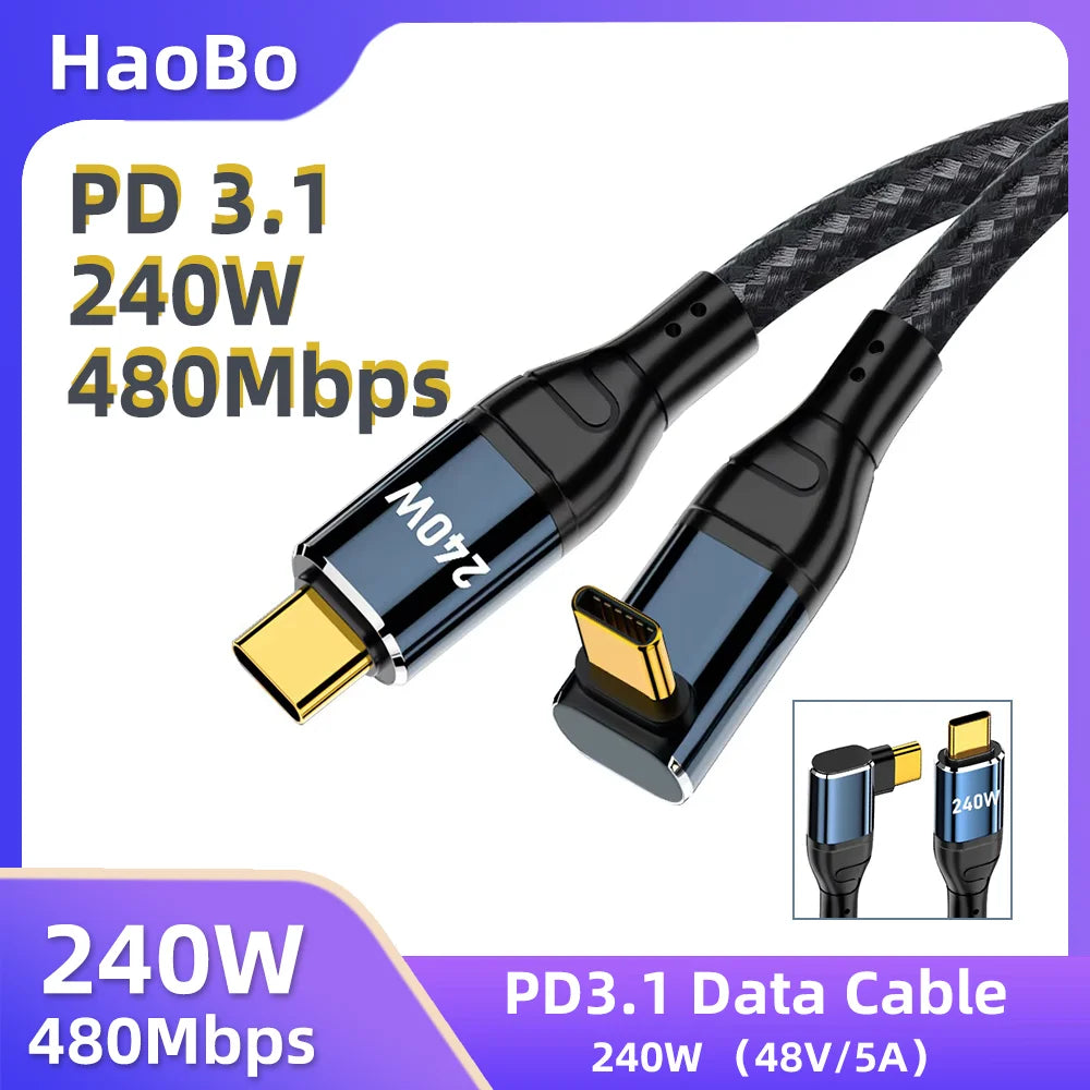 240W USB-C Fast Charging Cable PD3.1 Braided – 2m & 3m USB-C Charging Cable HIP