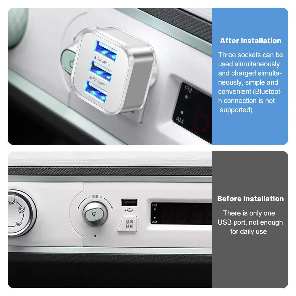 3-Port USB Splitter Hub – Car, Laptop & Tablet Adapter USB Hub Splitter HIP