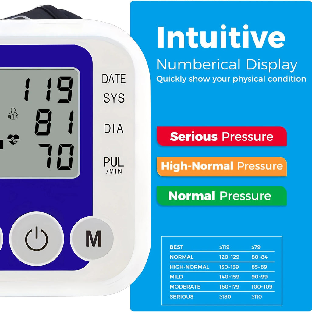 Digital Upper Arm Blood Pressure Monitor & Heart Rate Cuff Blood Pressure Monitor HIP