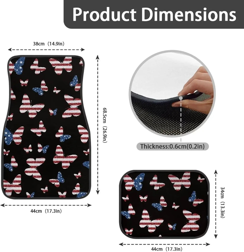 USA Flag Butterfly Car Floor Mats – 4-Piece Set | HIP Car Floor Mats HIP