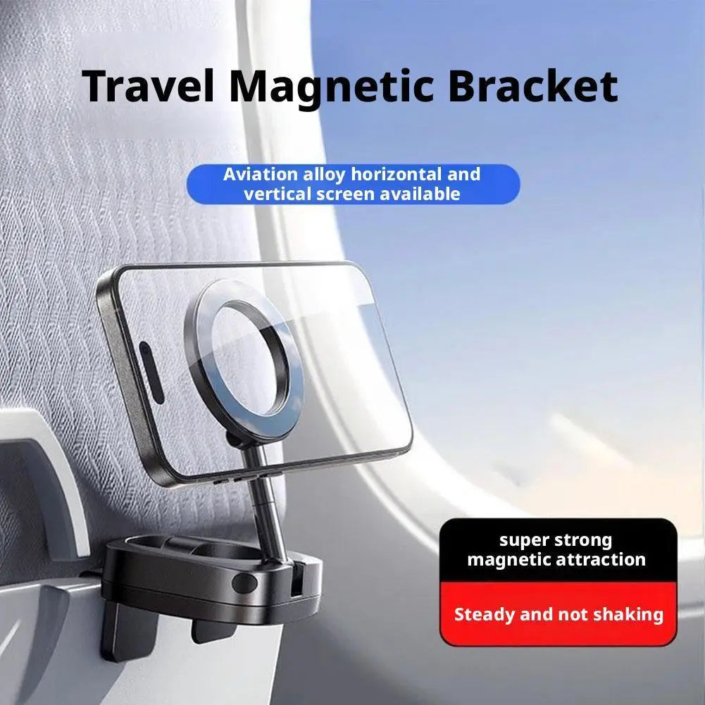 360 Rotate Foldable Mobile Stand Universal Magnetic Vacuum Adsorption Phone Holder For Car Airplane Desktop For iPhone 15 16 Pro HIP