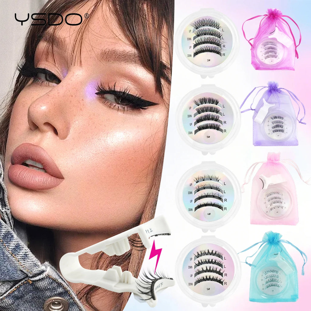 YSDO New Magnetic Lashes extension Set 1 Pairs Reusable No Glue Needed False Eyelashes with Magnetic Tweezers Set Make up Tool HIP