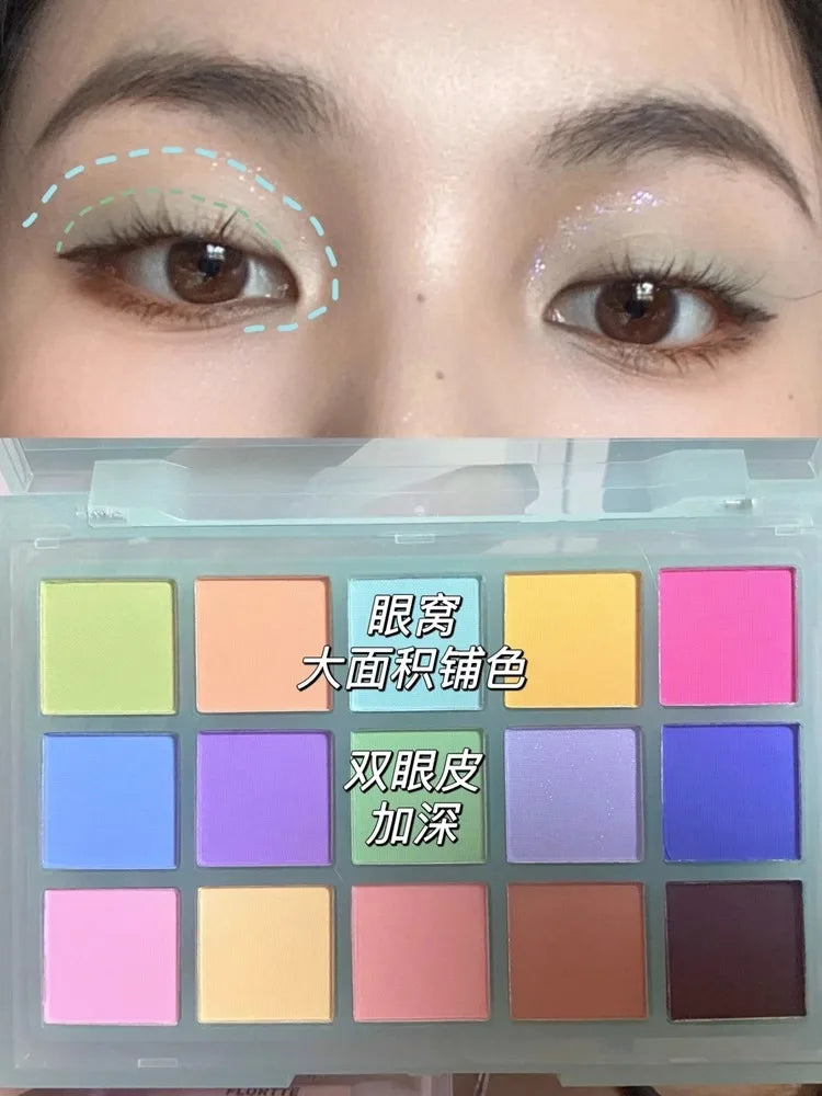 Ucanbe 15-Color Matte Eyeshadow Palette – Macaron Rainbow Eyeshadow Palette HIP