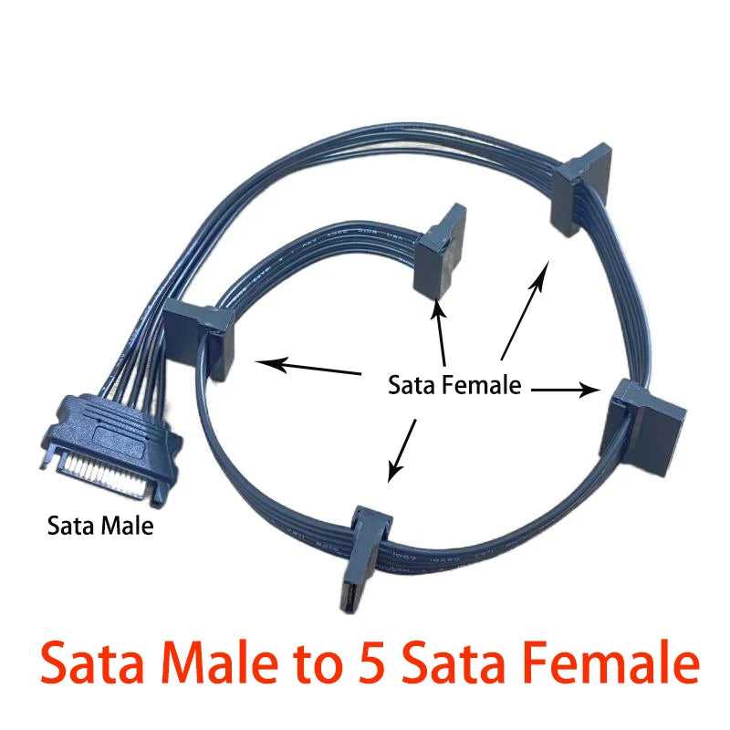 SATA 15-Pin 1 to 5 Power Splitter Cable for HDD & PC Build SATA Power Splitter Cable HIP