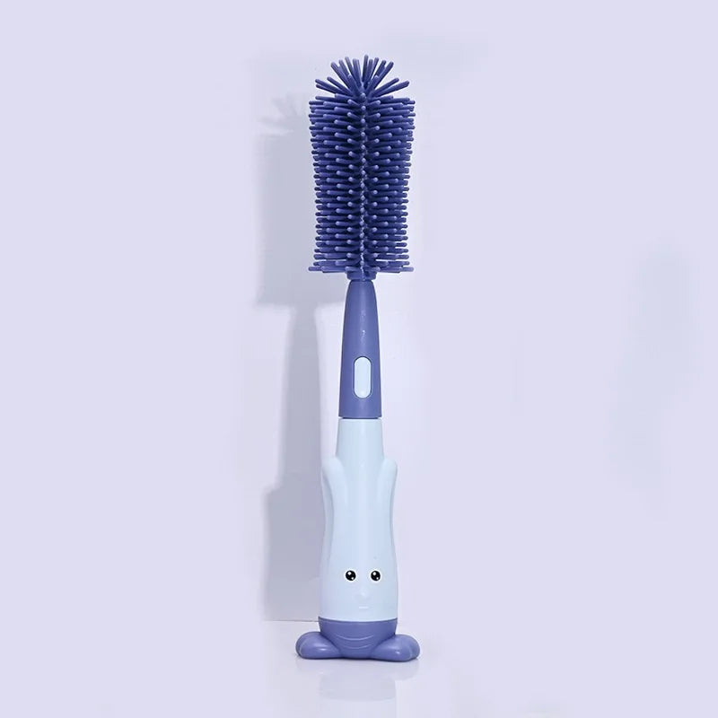 3-in-1 Silicone Baby Bottle Brush Set with Stand & Straw Brush Baby Bottle Brush Set HIP C59-Blue