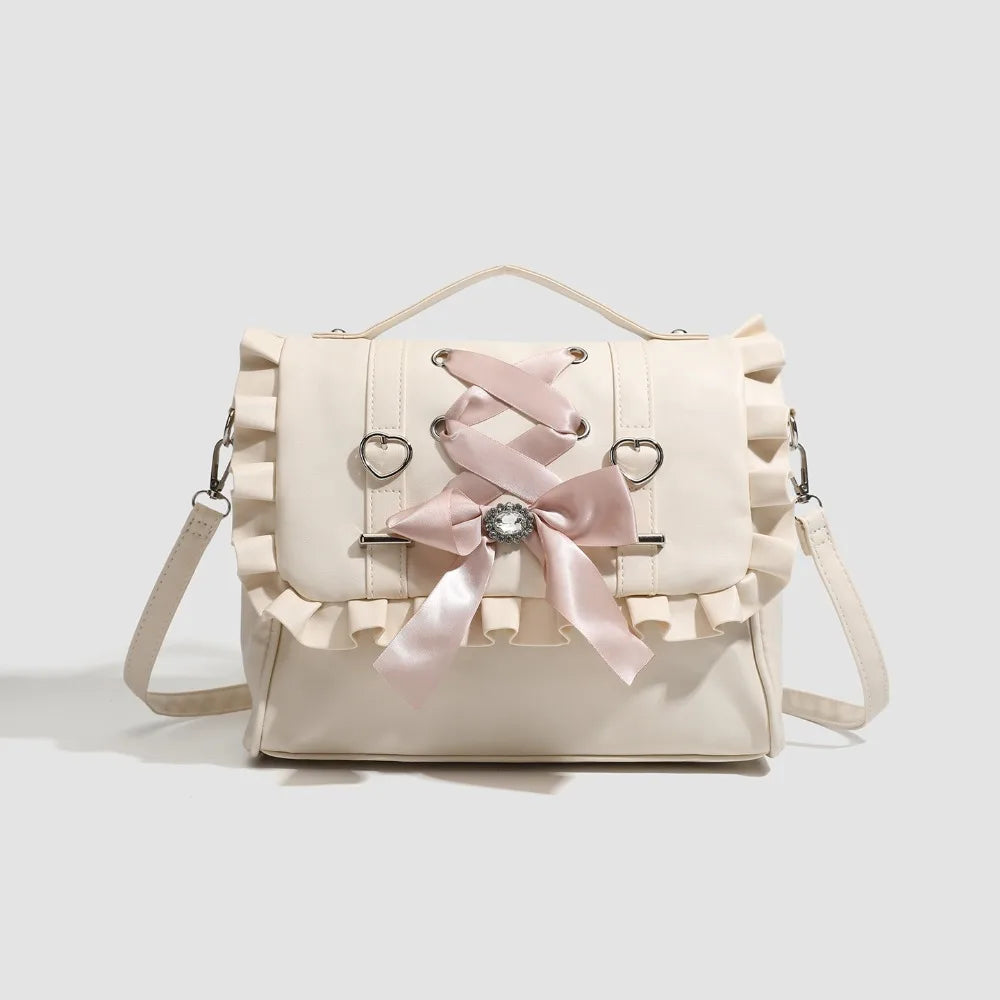 Korean Knot PU Leather Crossbody Shoulder Bag – Lolita Crossbody Shoulder Bag HIP Beige