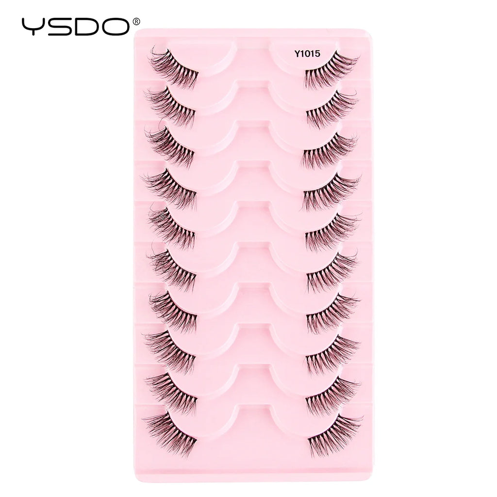 YSDO 30 Style Natural Faux 3D Mink Eyelashes Wispy Fluffy False Lashes Extension Makeup Handmade Fake Lashes Soft Half Eyelashes HIP 10pairs-Y1015