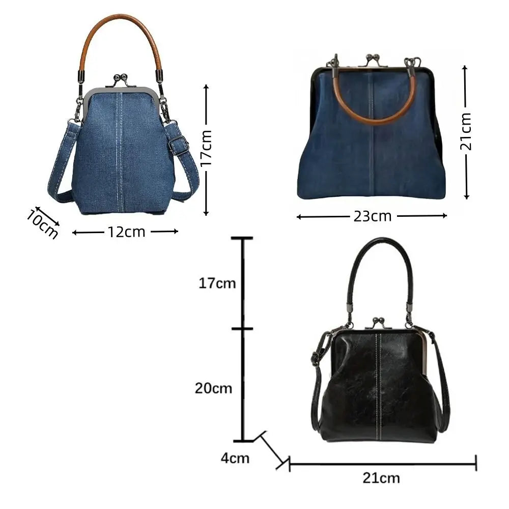 Vintage Denim Women's Crossbody Shoulder Bag | Blue Black Brown Crossbody Shoulder Bag HIP
