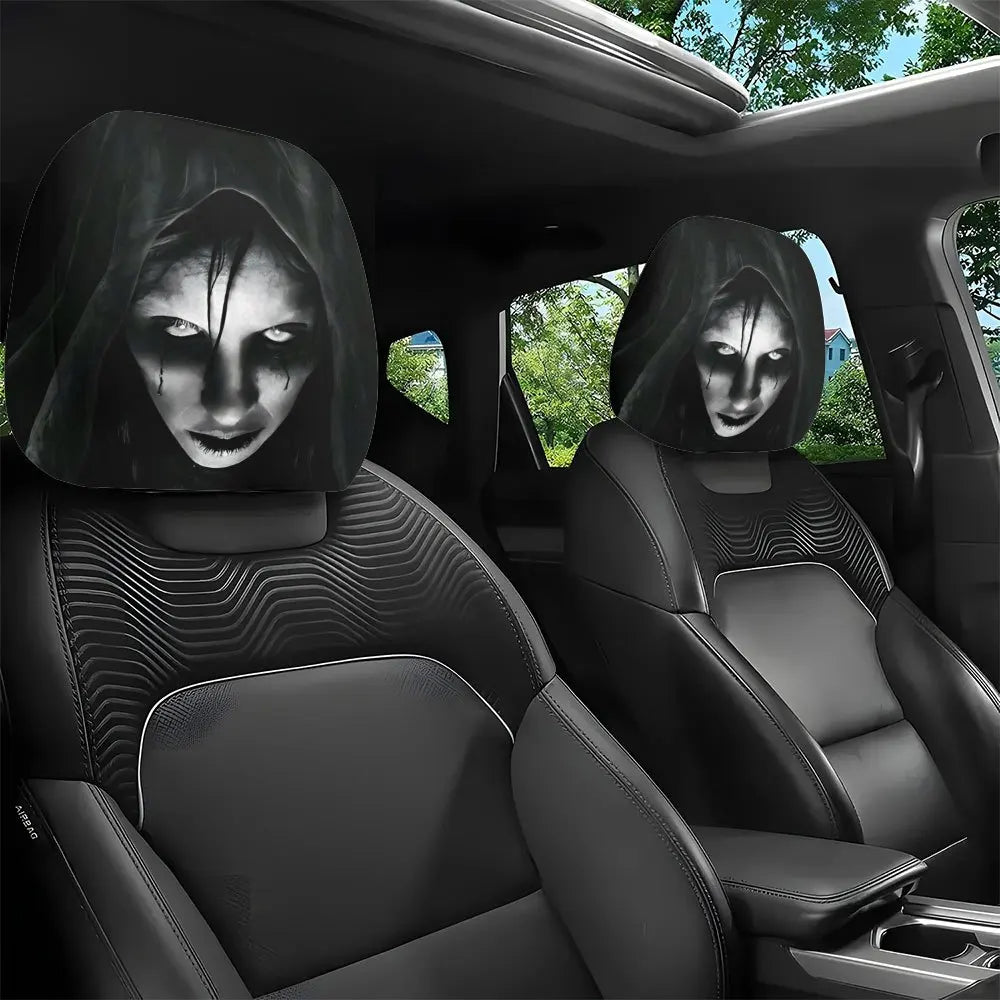 Gothic Witch Car Headrest Covers – 2-Pack Polyester Seat Protectors Car Headrest Covers HIP