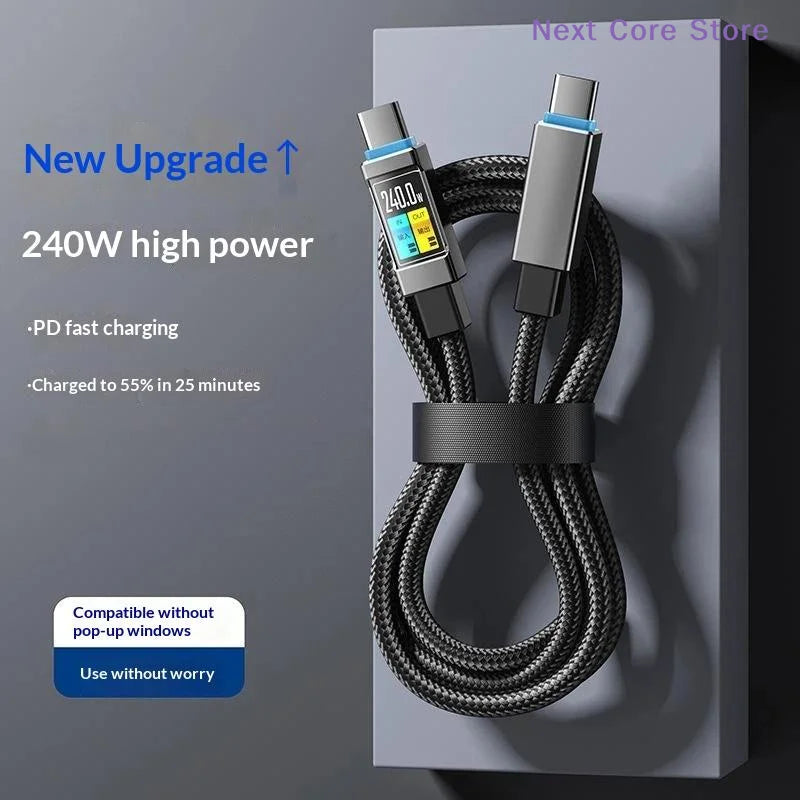 240W USB-C to USB-C Fast Charging Cable | Digital Display USB-C Charging Cable HIP Default Title