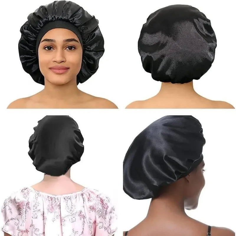 Large Satin Sleep Bonnet – Silk Hair Wrap with Elastic Band Satin Sleep Bonnet HIP