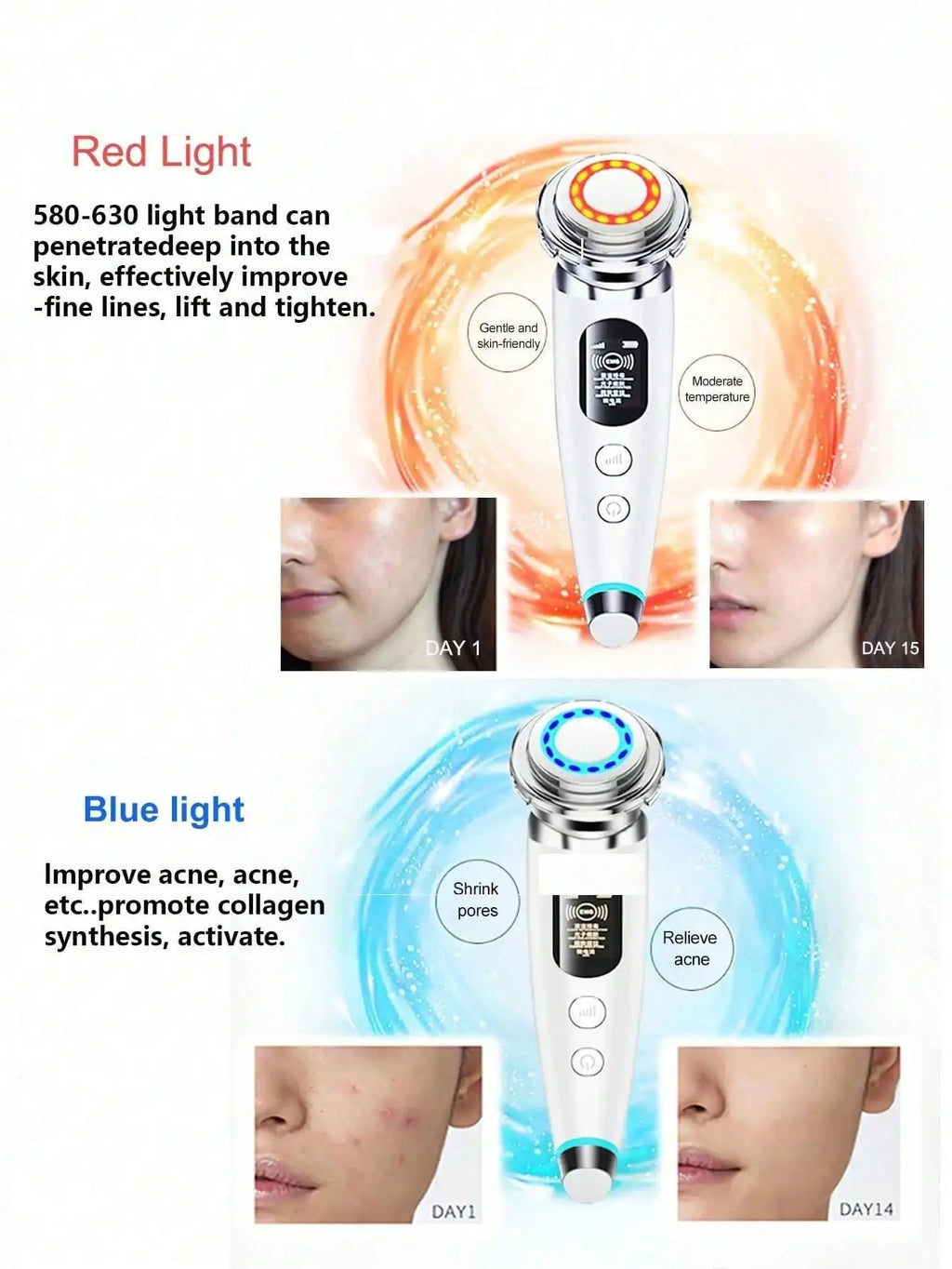 RF Face Lifting Massager – LED Photon & Radio Frequency Device RF Beauty Massager HIP