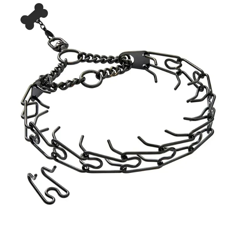 Gold Dog Prong Training Collar – Adjustable Steel Link Chain Dog Training Collar HIP