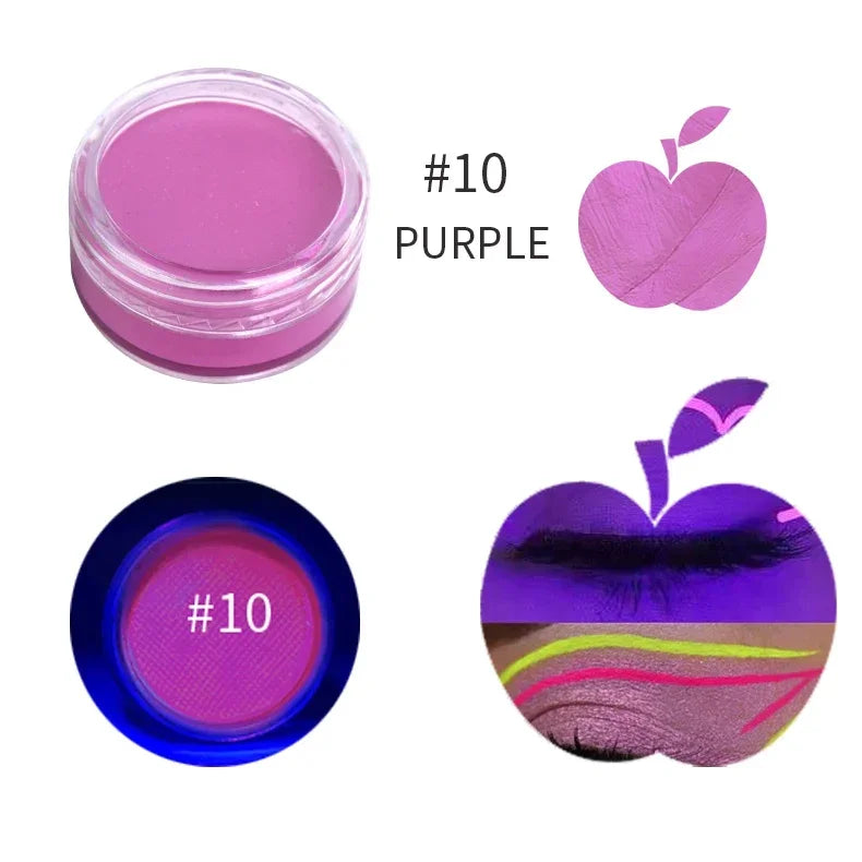 12Colors Eyeliner Cream Neon Colored Halloween Liner Eyeliner Pen Waterproof UV Blacklight Fluorescent Face Body Paint Makeup HIP 10 Water Painting