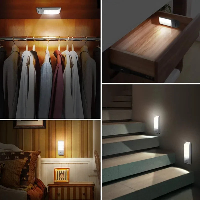 Motion Sensor LED Night Light Rechargeable Human Body Induction Magnetic Cabinet Lamp For Bedroom Wardrobe Closet Kitchen Stairs HIP