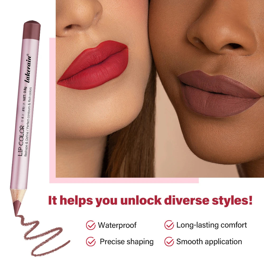 1/4Pc Mini Waterproof Matte Lipliner Pencil Pink Brown Contour Tint Lipstick Lasting Non-stick Cup Moisturising Lips Makeup Kit HIP