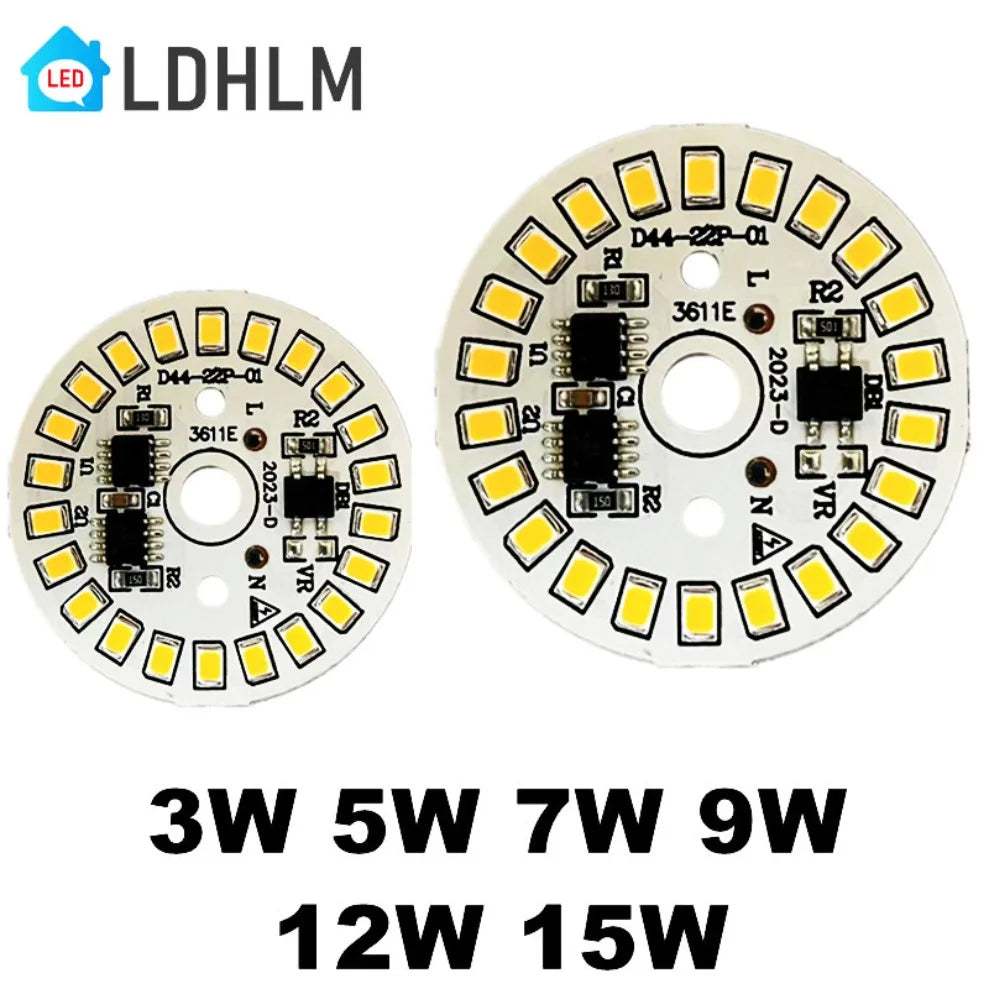 SMD2835 Circular LED Lamp Chip 3W–15W AC 220V Module LED Lamp Chip Module HIP