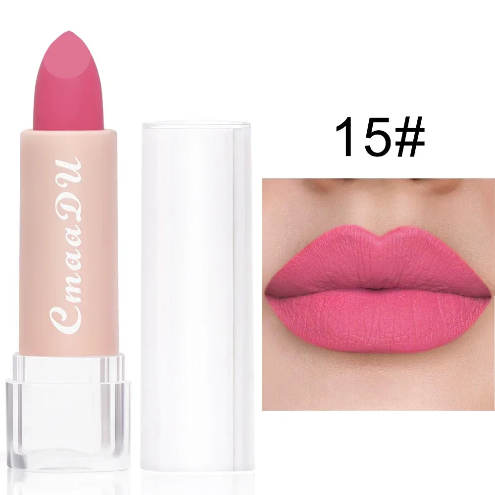 15 Colors Lipstick Waterproof Long Lasting Matte Velvet Mental Beauty Lip Gloss Nude Glitter Lip Gloss Beauty Red Lip Tint New HIP 15