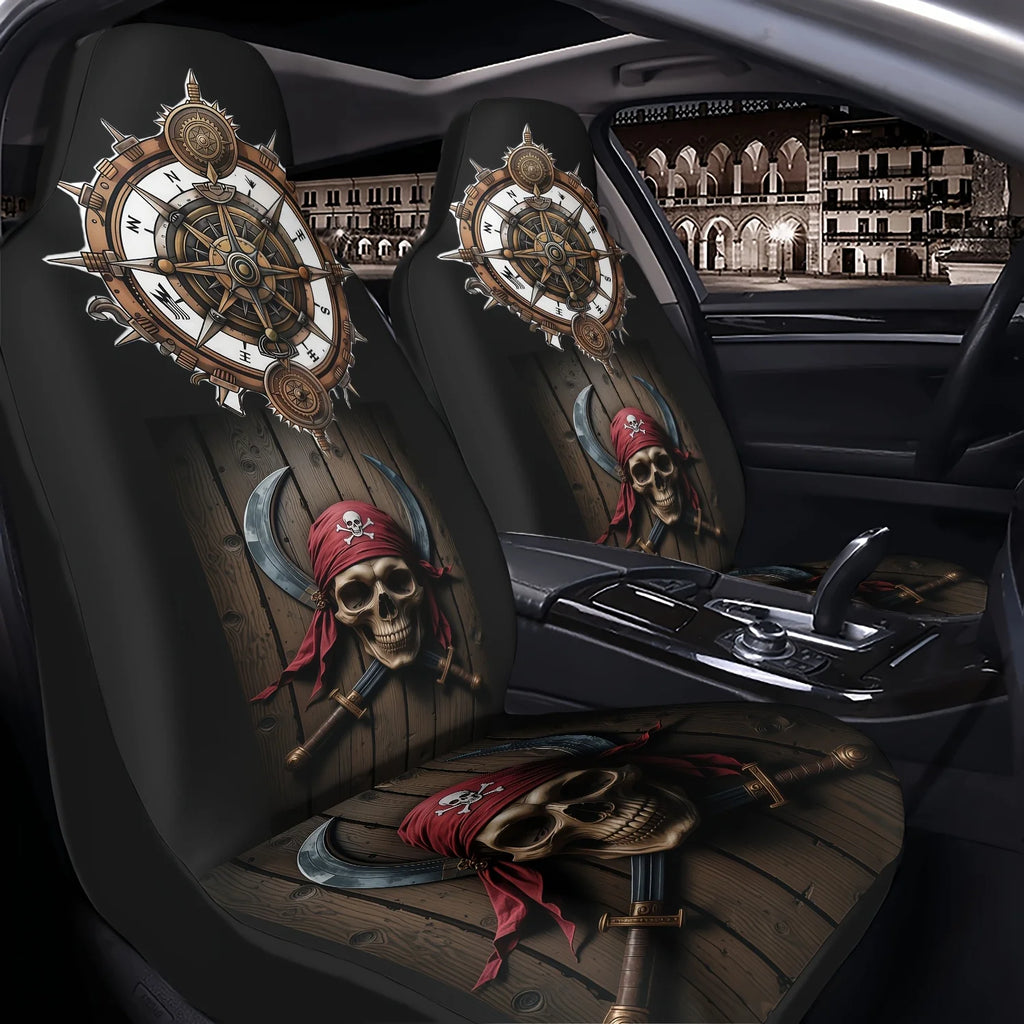 Pirate Skull & Compass Car Seat Cover – All-Season Polyester Car Seat Cover HIP