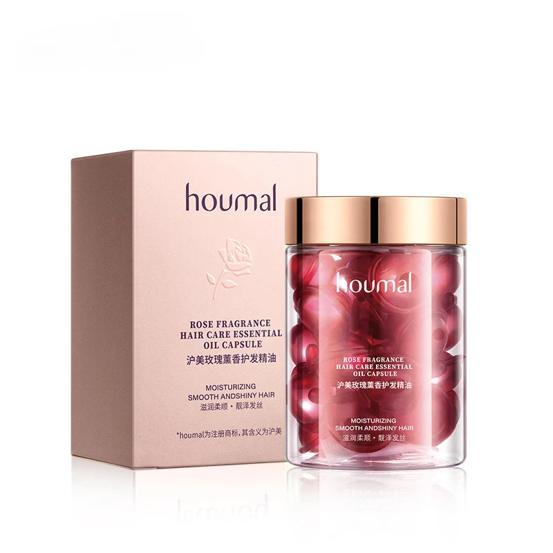 30pcs Rose Essential Oil Capsules Supple Dry Hair Keratin Plant Complex Oil Dry Damaged Hair Repair Female Hair Care Products HIP