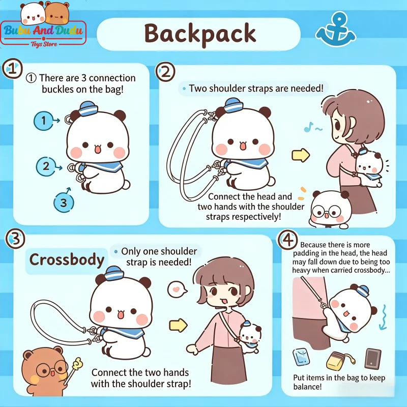 Bubu & Dudu Panda Plush Backpack – Sailor Series Gift Plush Backpack HIP