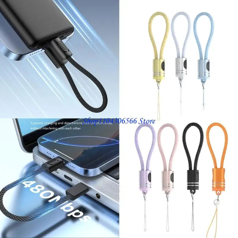 Keychain USB-C Cable 60W Fast Charging – Compact 15cm USB-C Charging Cable HIP