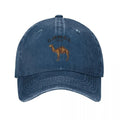 Retro Camel Print Baseball Cap – Adjustable Washed Cotton Dad Hat Baseball Cap HIP Dark Blue