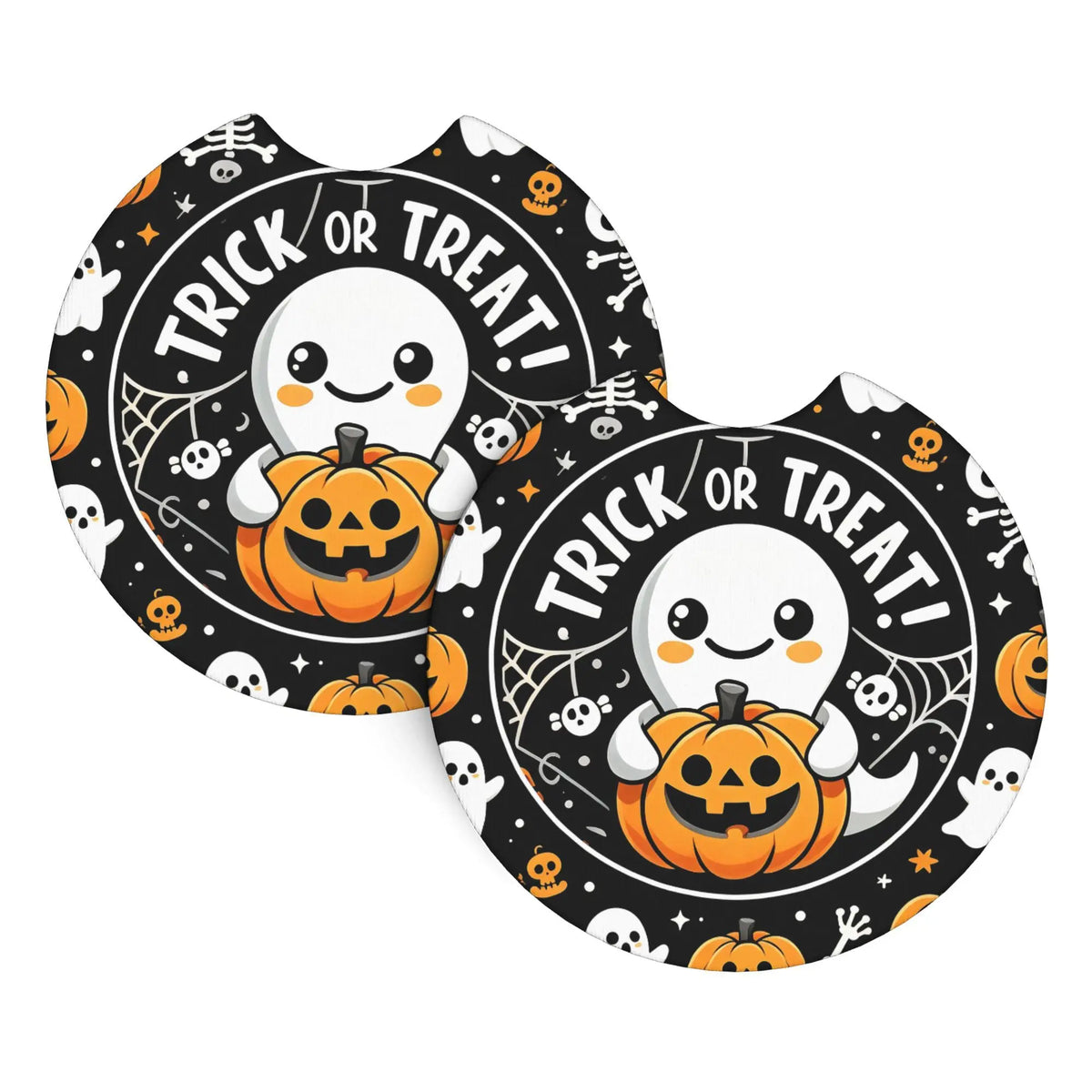 2-Pack Halloween Pumpkin Ghost Car Cup Holder Coasters Car Cup Coasters HIP 1 Cork ceramics