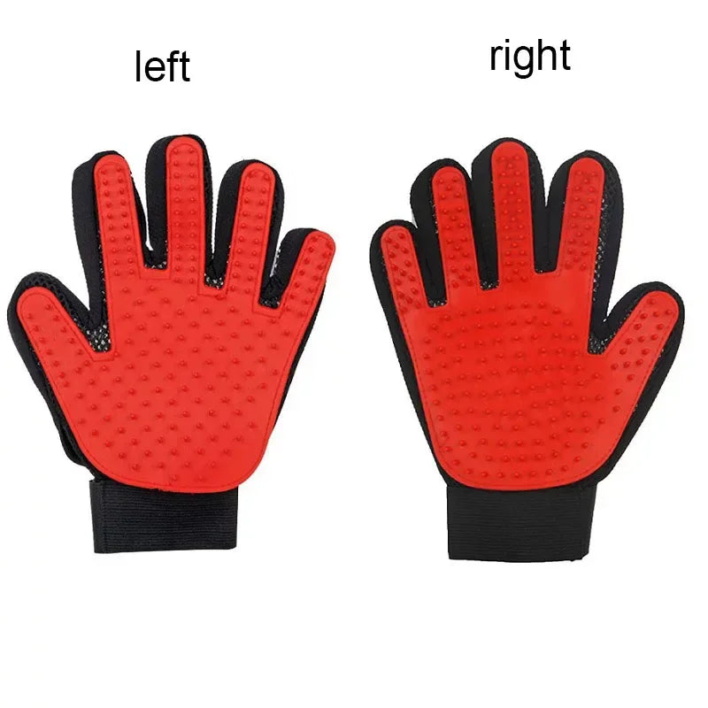 Silicone Pet Grooming Glove – Cat & Dog Hair Removal Pet Grooming Glove HIP C790-Red 2pcs