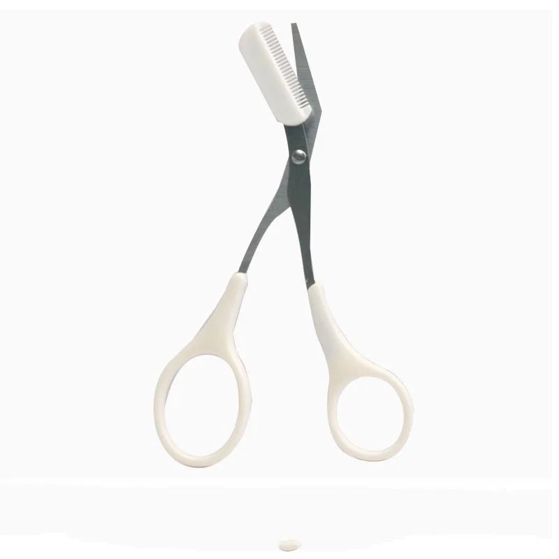 Stainless Steel Eyebrow Scissors with Comb – 1/3 Pc Kit Eyebrow Trimmer Set HIP 1pcs(white)