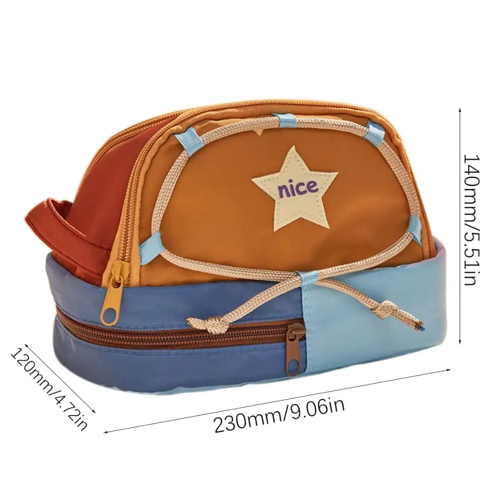 Canvas Tent Pencil Case – 3-Grid Large Capacity Pen Bag Pencil Case HIP