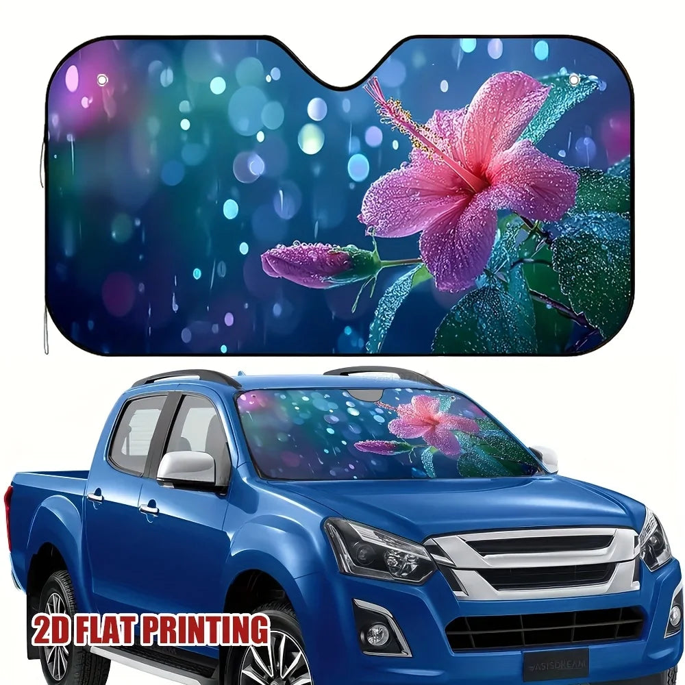 Floral Polyester Car Windshield Sunshade – Full Coverage Car Windshield Sunshade HIP M