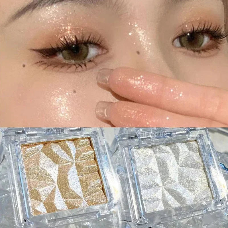 Highlighter Eyeshadow Palette Monochrome Diamond Sparkling Fine Shimmer Sequin Pearly Chameleon 3D Eye Shadow Pigment Contour HIP