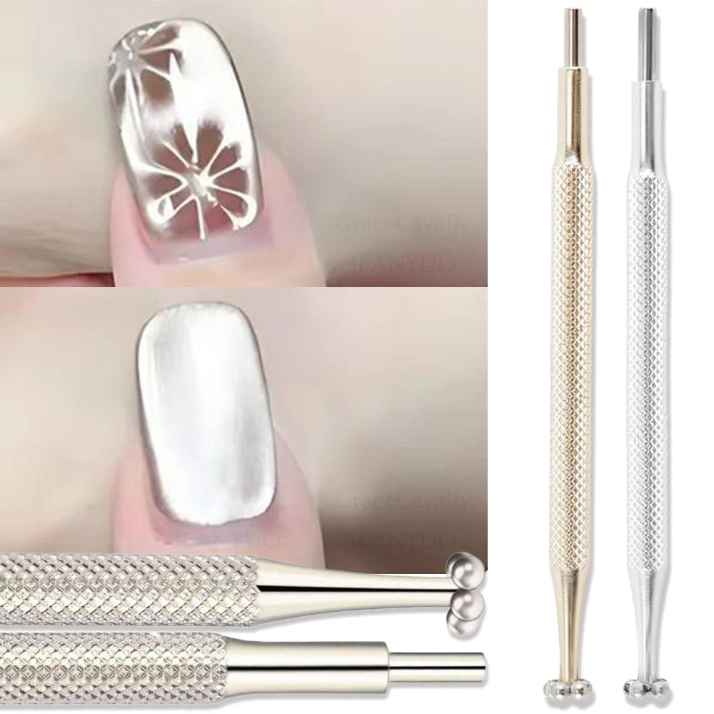 Double Head Flower Nail Magnet Stick Large Strong Magnetic Lollipop Round Tip Versatile Cat Eye Gel Nail Art Tool Nail Polish HIP 2Pc Mix Flower