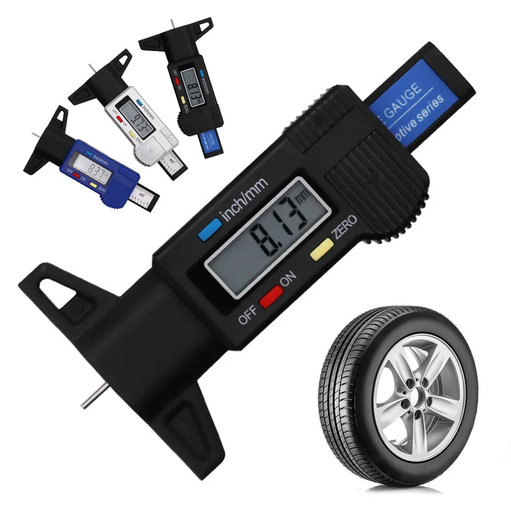 Digital Car Tyre Tire Tread Depth Gauge Meter Measurer Tool Caliper Thickness Gauges Tread Brake Pad Shoe Tire Monitoring System HIP