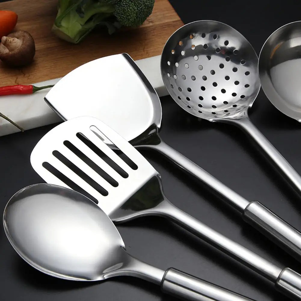 5Pcs Kitchen Cooking Utensils Set 304 Stainless Steel Practical Spatula Kitchen Utensil Set Cooking Tool Washable Spoons Utensil HIP