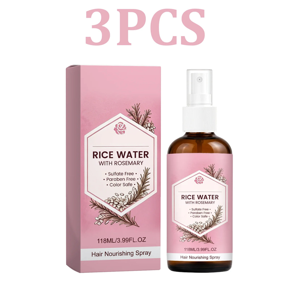 Rosemary Oil Hair Spray – Nourish, Shine & Frizz Control Leave-In Hair Mist HIP 3PCS