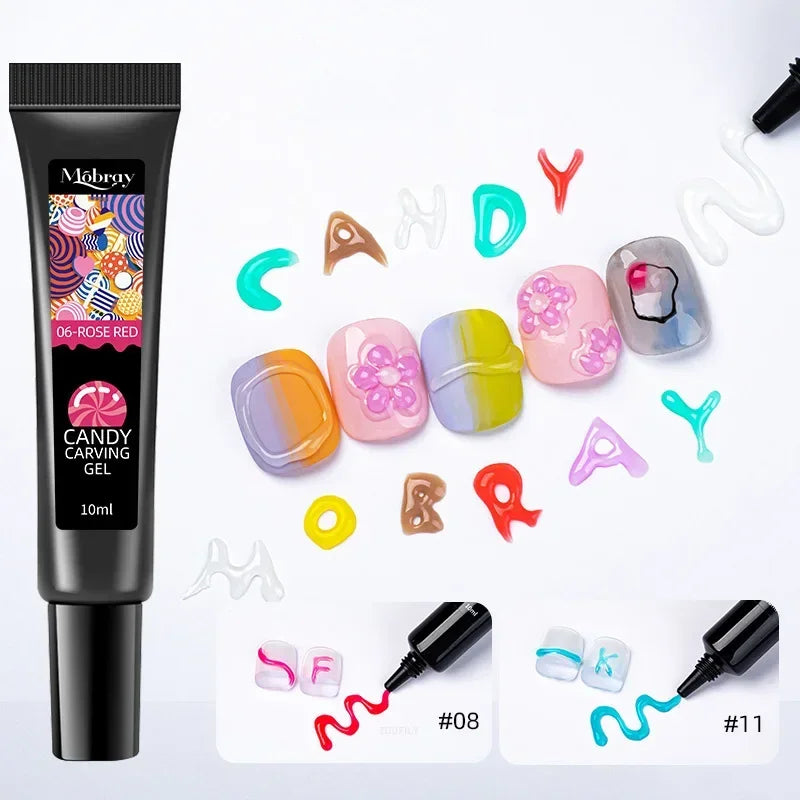 Nail Art Decorations Gel PVC Hose Modeling Phototherapy UV Nail Polish Glue INS Transparent Gummy Carving Jelly 5D Nail Art Gum HIP